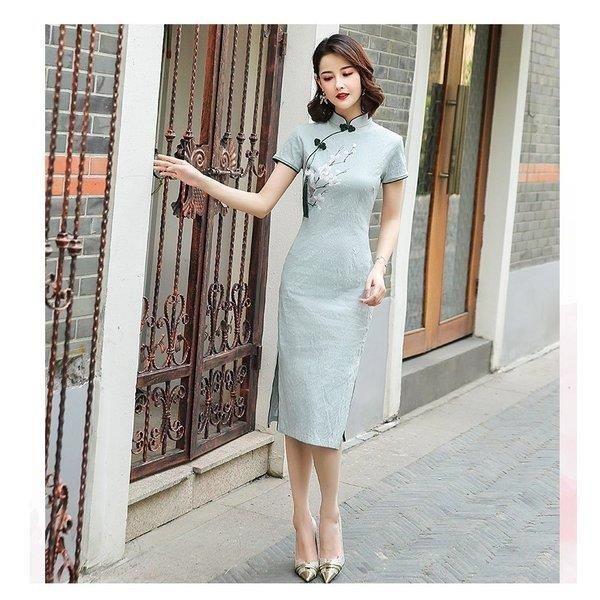 価格 交渉 送料無料 チャイナドレス ロング ドレスワンピース チャイナ服 半袖 綿麻 リネン 夏 大きいサイズ スリット パーティードレス 披露宴 結婚式 普段着 きれいめ オシャレ Simbcity Net