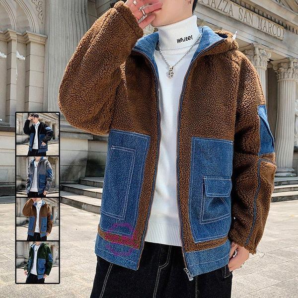 ムートンジャケット メンズ ジャケット 厚手 ボアジャケット 切り替え デニム カジュアル おしゃれ 防寒 大きいサイズ 秋 人気激安