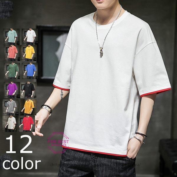 七分袖tシャツ メンズ おしゃれ 五分袖tシャツ 切り替え 半袖tシャツ 重ね着風 大きいサイズ 吸汗 夏 Ys0wizkool トップス Tecnonautasbolivia Com