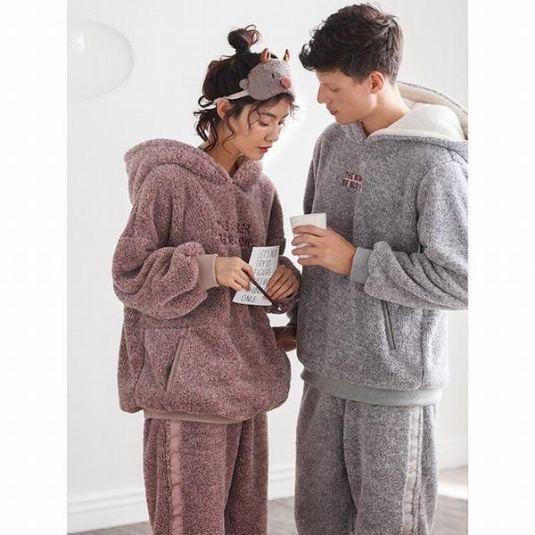 年末のプロモーション 部屋着 秋冬長袖 ペアルック 冬 上下セット ルームウェア もこもこカップルパジャマ パジャマ レディース 秋冬 モコモコ 寝間着 メンズ パジャマ カラー 男性l Pathwaysfl Org