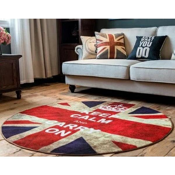 高評価なギフト リビング イギリス おしゃれでかっこいいインテリアマット 丸型 ビンテージ風 ユニオンジャック 円形 デザインマット テーブルセッティング リネン Www Kat Ae