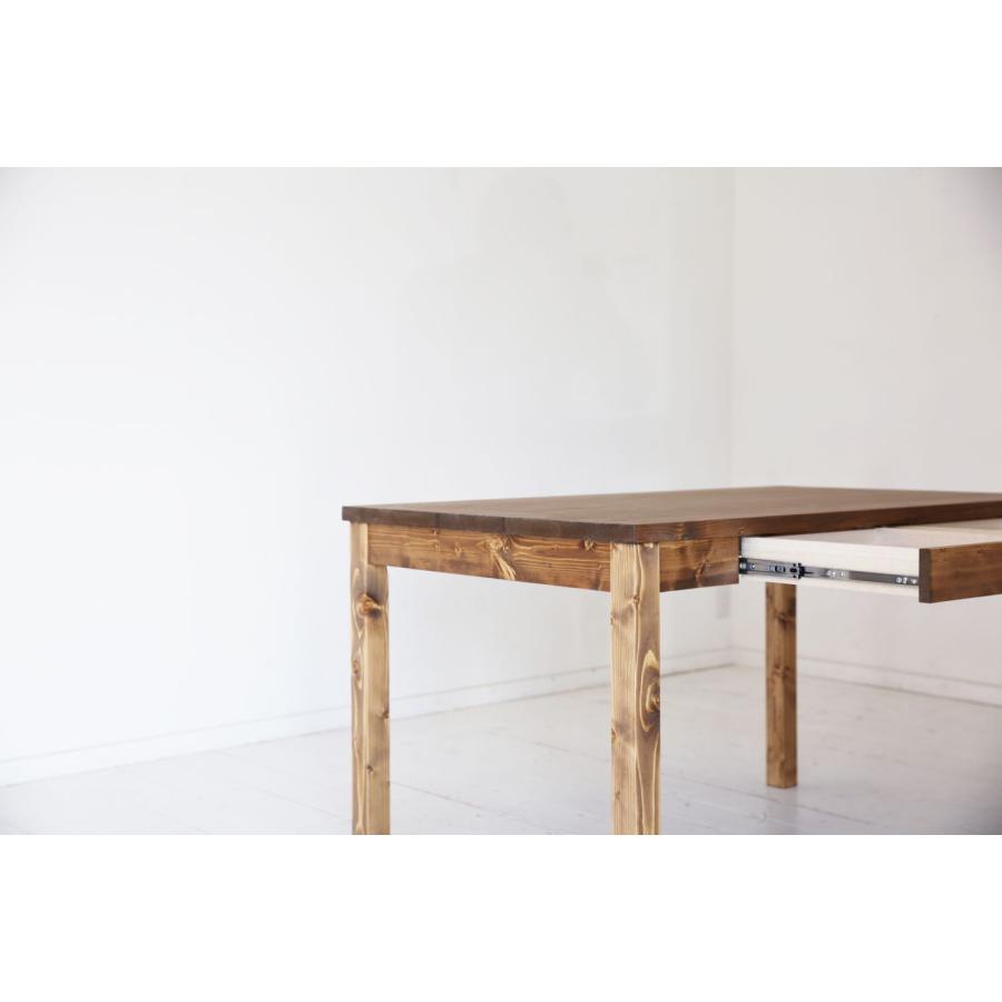 NEALD ダイニングテーブル 引き出し 両側 食卓 単品 幅140 無垢 北欧