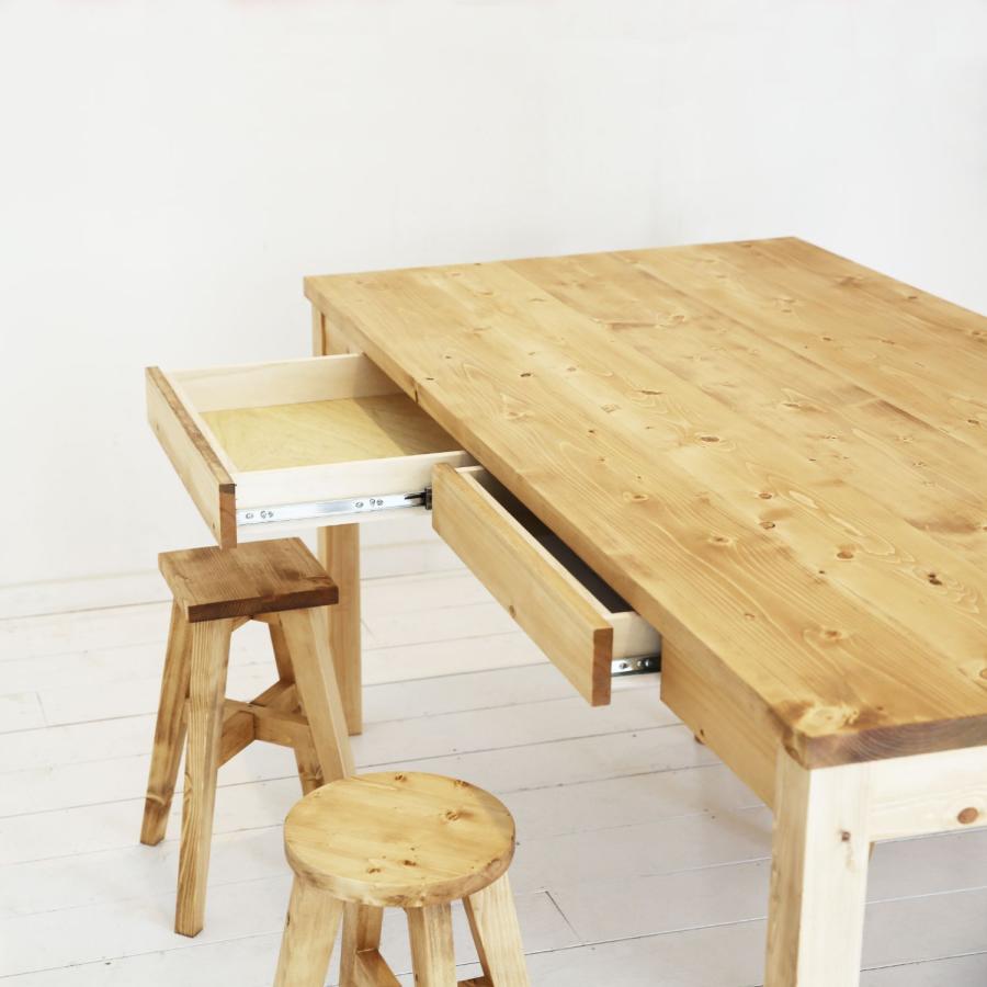 NEALD ダイニングテーブル 引き出し 両側 食卓 単品 幅160 無垢 北欧