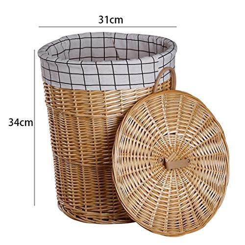 洗濯用品 Size ラウンドラタンランドリーバスケットコットンバーリップライニング汚れたハンパー服