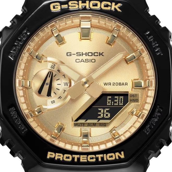 2年保証 GA-2100GB-1A CASIO G-SHOCK カシオ Gショック メタリック オクタゴン ゴールド ブラック 光沢仕上げ  カーボンコアガード プレゼント カシオーク｜neatsound｜02