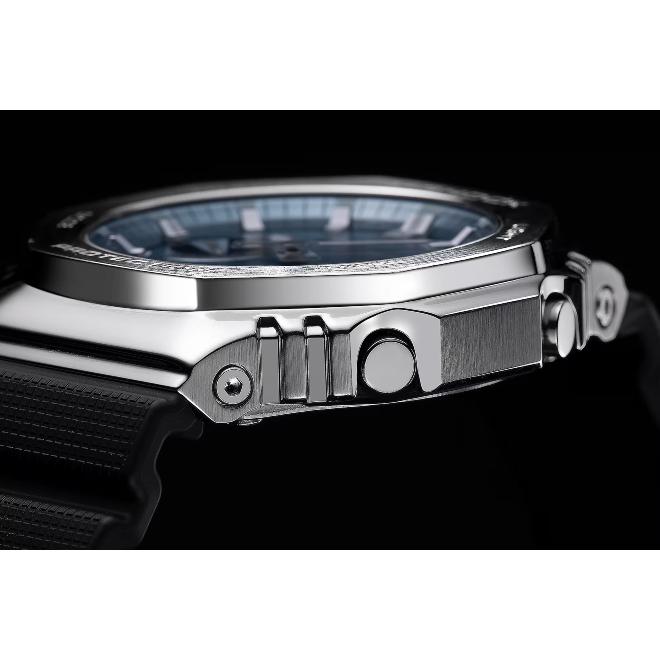 2年保証 GBM-2100A-1A2 CASIO G-SHOCK メタル ステンレススチール ブラック ライトブルー Bluetooth ソーラー充電 スマホリンク タフソーラー 防水 バイオマスの画像
