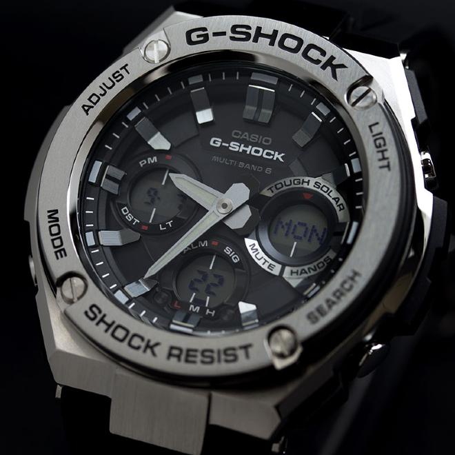 2年保証 GST-W110-1A CASIO G-SHOCK  カシオ Gショック G-STEEL Gスチール ソーラー充電 電波時計 ビジネス プレゼント シルバー ブラック メタル　｜neatsound｜06