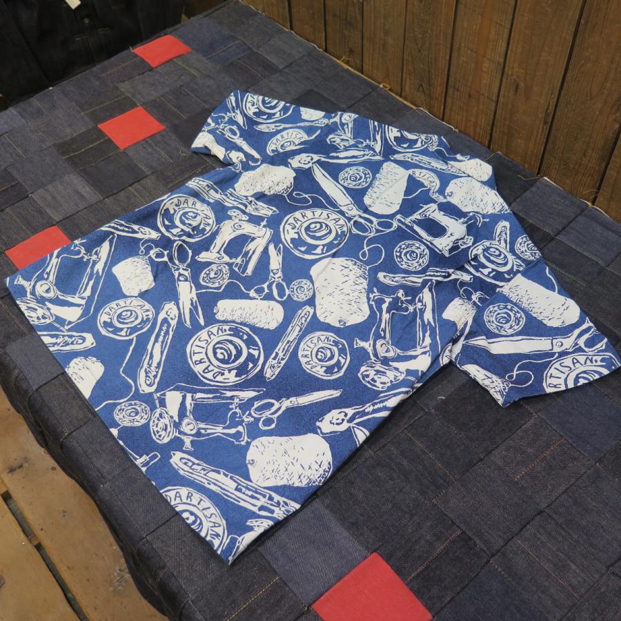 ステュディオ・ダ・ルチザン】 インディゴ 抜染アロハシャツ STUDIO D