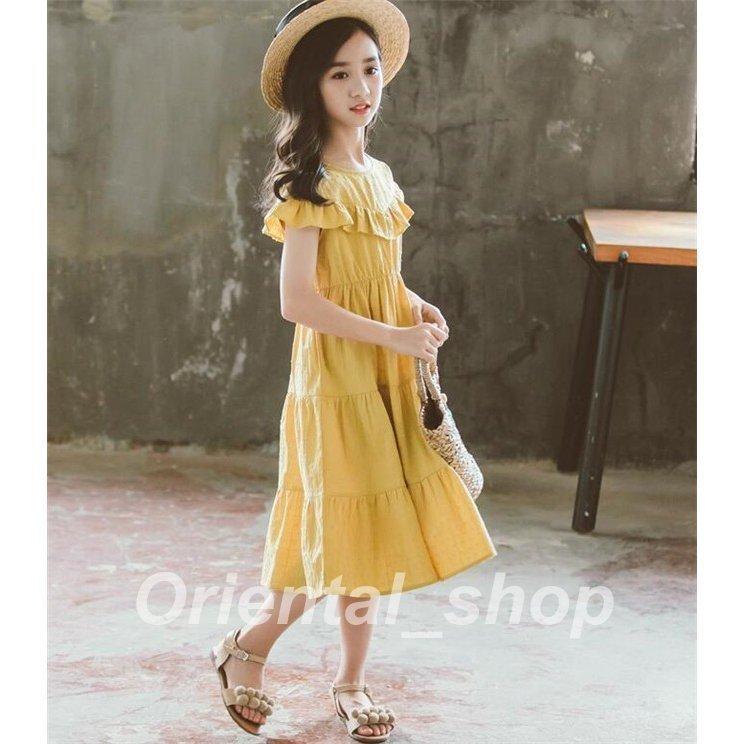 ワンピース キッズ 女の子 洋服 マキシワンピース ロングワンピース ガールズ 子供服 半袖 フレアワンピース 夏 カジュアル 無地 ジュニア 最も信頼できる