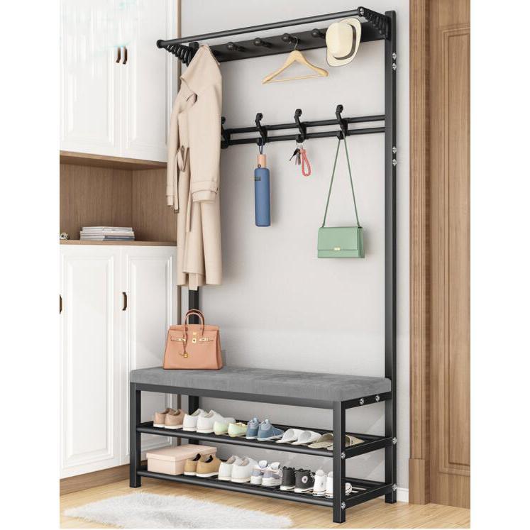 玄関収納 コートハンガー 棚付き 座布団つき 靴交換スツール89337 玄関収納 コートハンガー 棚付き 座布団つき 靴交換スツール75