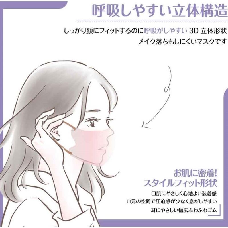 ローズピンク] 3D立体マスク 3層バイカラー不織布マスク MASCLUB 20枚