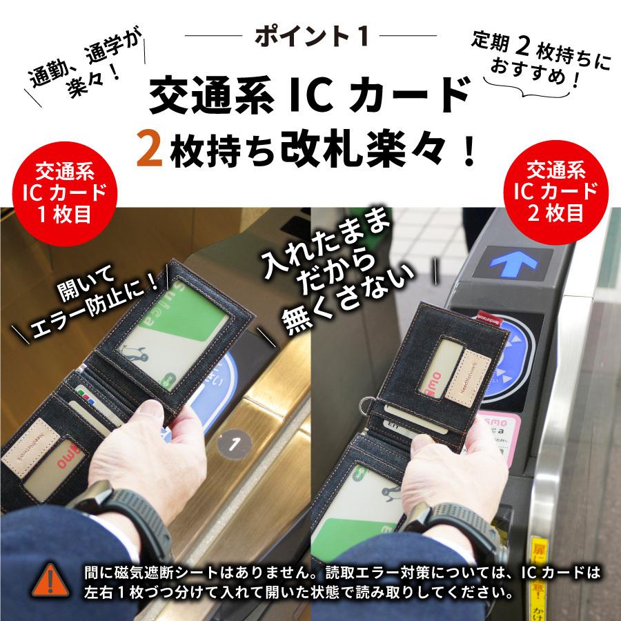パスケース 岡山デニム 定期入れ メンズ レディース 免許証入れ 免許証ケース 二つ折り icカードケース 薄型 エラー防止 | NeedNetwork | 02