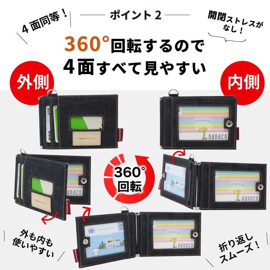 パスケース 岡山デニム 定期入れ メンズ レディース 免許証入れ 免許証ケース 二つ折り icカードケース 薄型 エラー防止 | NeedNetwork | 03