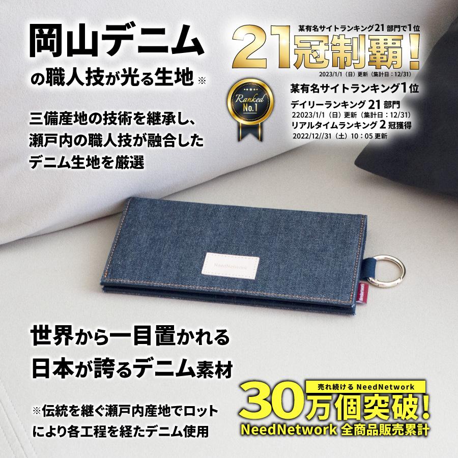 長財布 岡山デニム かぶせ長財布 薄い 薄型財布 小銭入れ 財布 ながさいふ レディース  二つ折り 大容量 なが財布 薄型 薄型長財布 ロングウォレット | NeedNetwork | 01