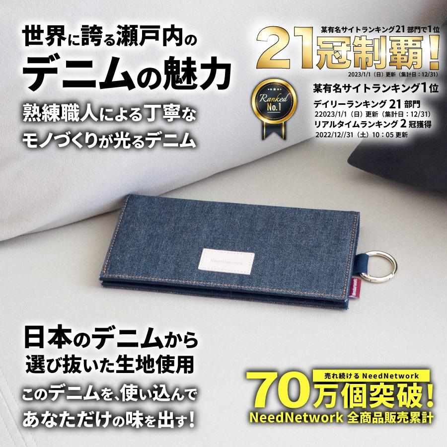 長財布 日本が誇るデニム かぶせ長財布 薄い 薄型財布 小銭入れ 財布 ながさいふ レディース  二つ折り 大容量 なが財布 薄型 薄型長財布 ロングウォレット | NeedNetwork | 01