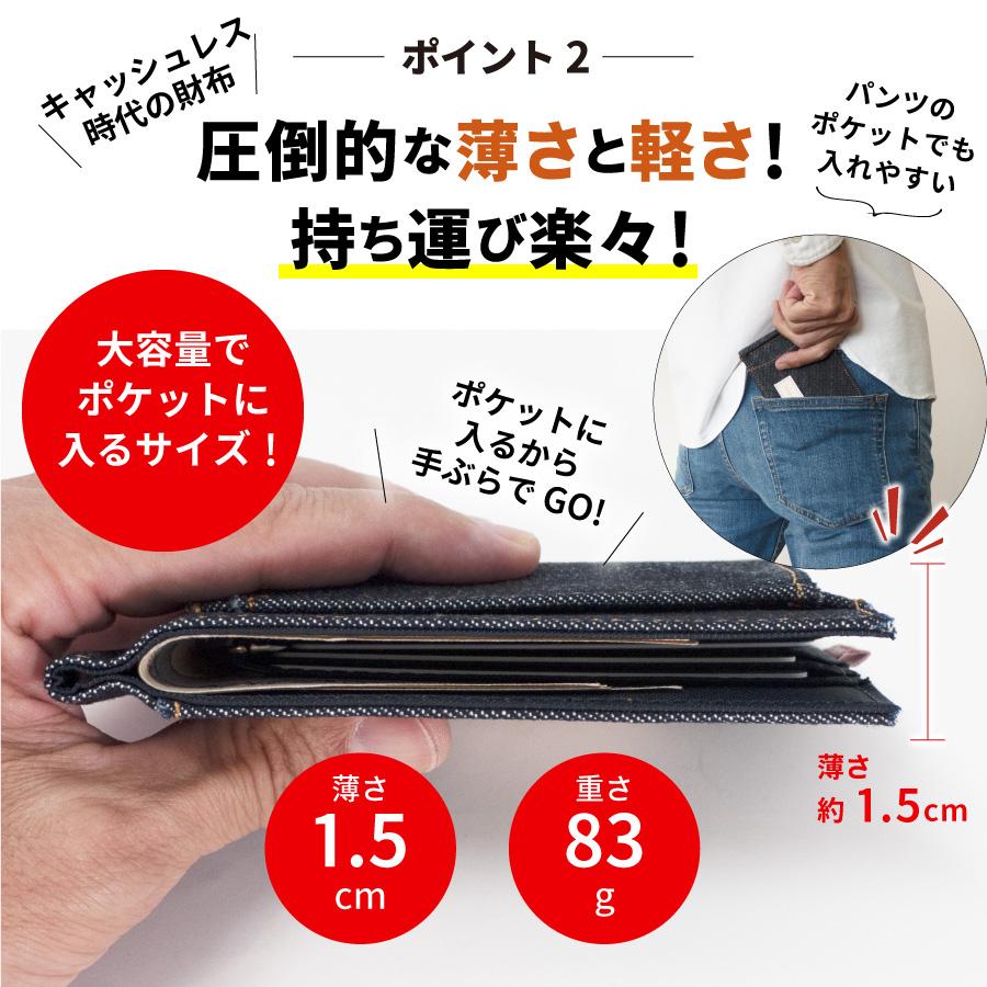 マネークリップ 岡山デニム 財布 カードケース メンズ 二つ折り 超薄型 超軽量 札入れ カードポケット ボックス型小銭入れ シンプル コンパクト ミニウォレット｜need-net-work｜04