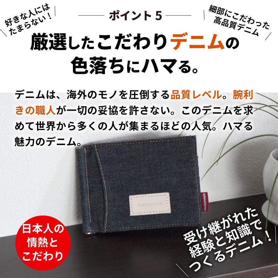 マネークリップ 岡山デニム 小銭入れ付き 財布 カード メンズ 薄型 二つ折り お札クリップ ボックス型小銭入れ 薄型財布 札入れ 二つ折り財布 札ばさみ | NeedNetwork | 06
