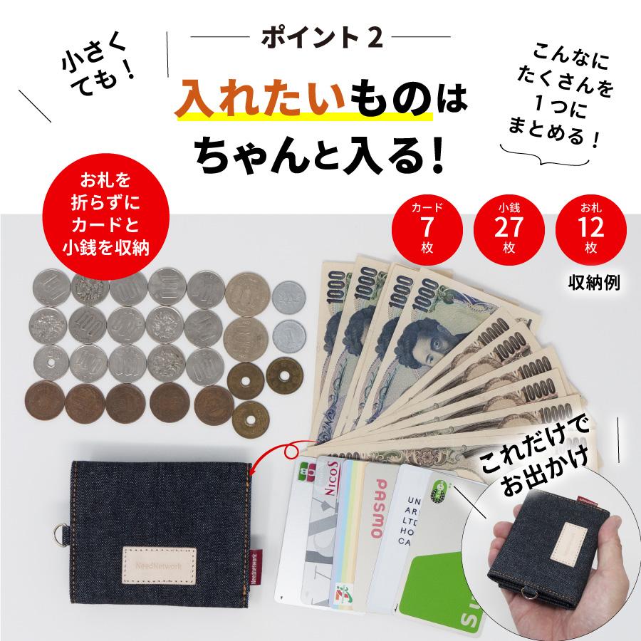 ミニ財布 岡山デニム 三つ折り 財布 レディース メンズ 小さい財布 小銭入れ ミニウォレット 折りたたみ財布 コンパクト ミニマリスト コインケース | NeedNetwork | 03