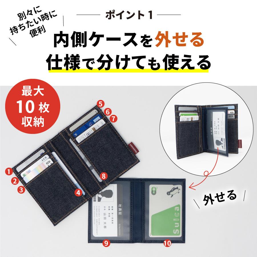 idカードホルダー カードケース 二つ折り 日本が誇るデニム 10枚収納 メンズ レディース 薄型 スリム | NeedNetwork | 02