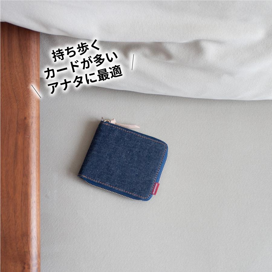 二つ折り財布 岡山デニム 財布 二つ折り メンズ レディース ミニ財布 小銭入れ 2つ折り 薄い 財布  折りたたみ財布 小さめ ラウンドファスナー 大容量 | NeedNetwork | 15