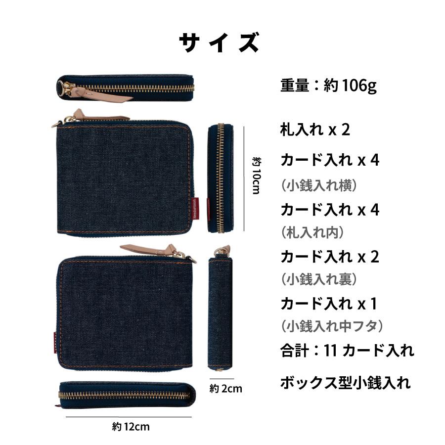二つ折り財布 岡山デニム 財布 二つ折り メンズ レディース ミニ財布 小銭入れ 2つ折り 薄い 財布  折りたたみ財布 小さめ ラウンドファスナー 大容量 | NeedNetwork | 17
