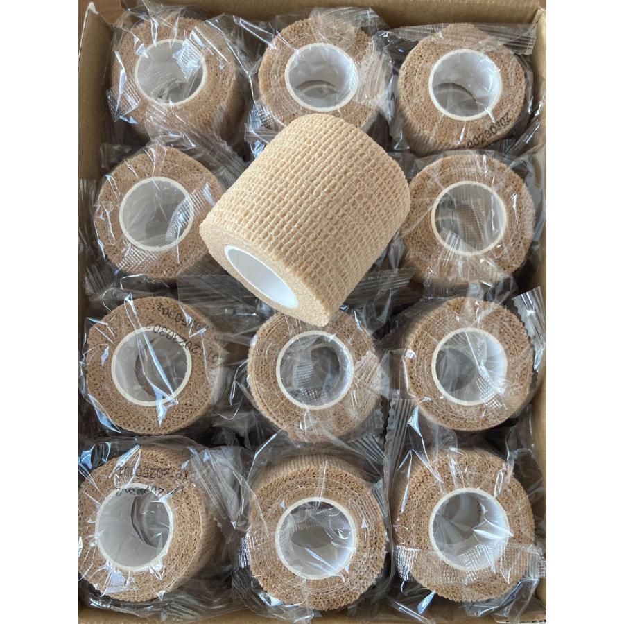 伸縮包帯　包帯　自己粘着包帯　弾性包帯　ペットにも使える　テーピング　自粘性テープ 幅5cm*12個 おまけ1個 曲部にもフィットし、固定力あります。 |  | 09