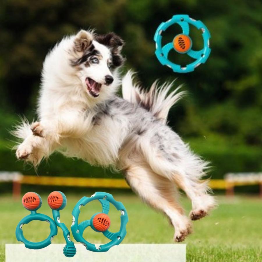 おやつ入れ 音が鳴る 犬用インタラクティブおもちゃ, 歯に優しい噛むおもちゃ, TPR素材ボール付き, 小型中型犬用運動玩具 | 