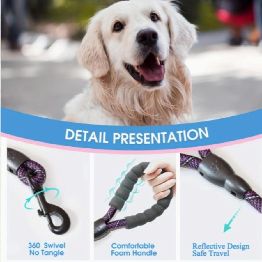 犬用 リード 太さ1.6cm 長さ1.5m 丈夫な犬用リード センチ犬用引きヒモ、持ちやすいスポンジ取っ手と目立つ夜光材質採用、中型と大型犬に適用 |  | 04