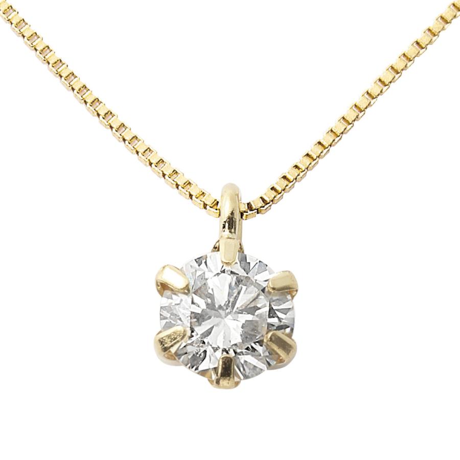 ダイヤモンド ネックレス 0.2カラット 0.2ct イエローゴールド 18金 