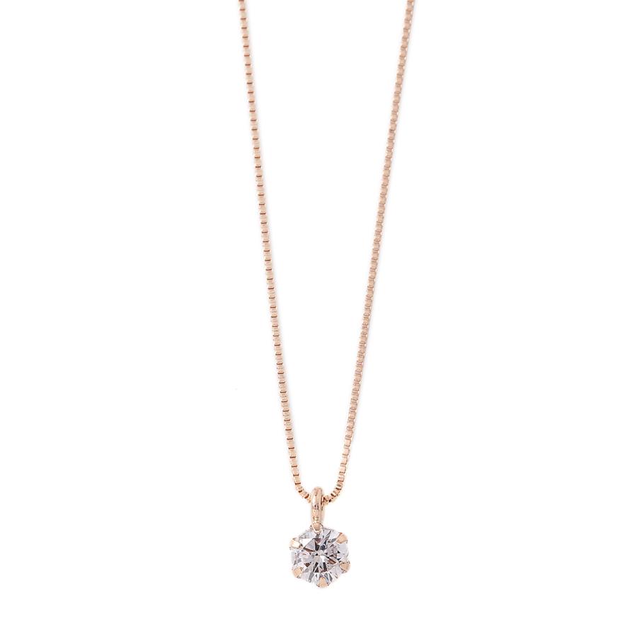 ダイヤモンド ネックレス 0.1カラット 0.1ct ピンクゴールド 18金 K18 