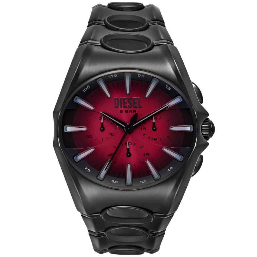 DIESEL 腕時計 ブラック レッド クロノグラフ DIESEL（ディーゼル） （ノベルティー付き）ディーゼル 腕時計 クロノ