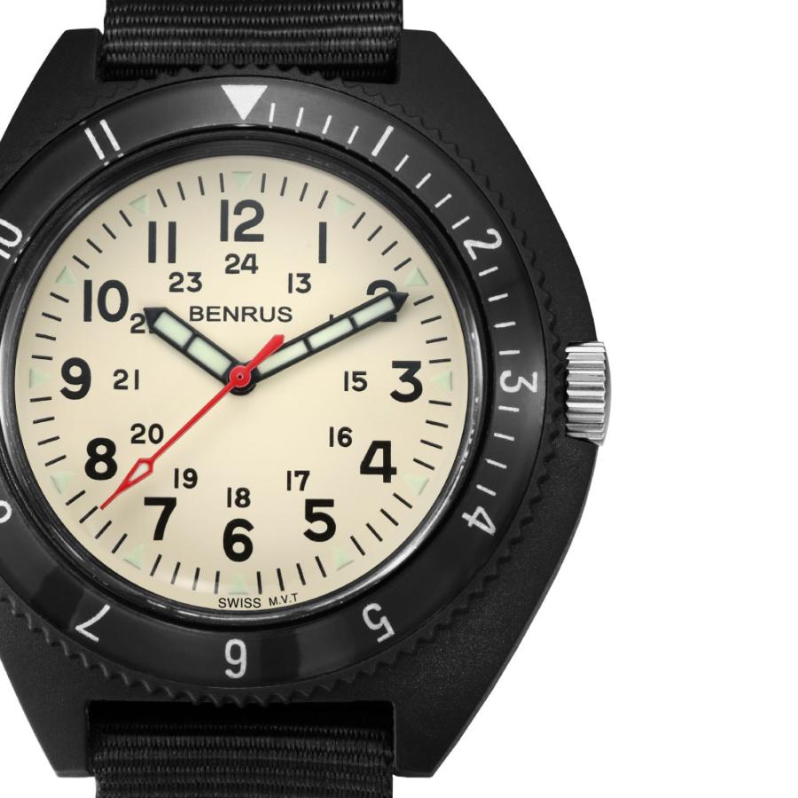 BENRUS ベンラス 限定生産 腕時計 メンズ TYPE-III BK IVORY Class-A