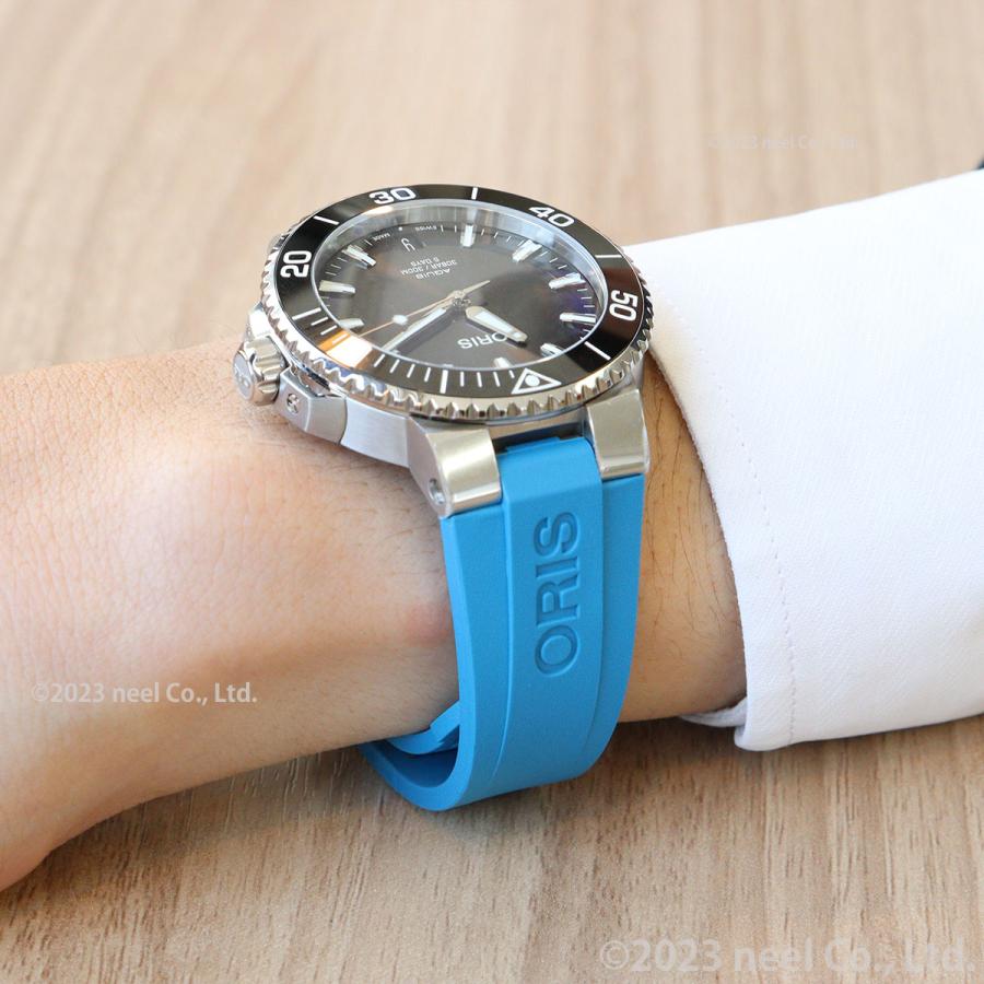 オリス ORIS アクイスデイト キャリバー400 41.5mm用 ブルーラバーストラップ 替えバンド 07 4 22 75FC_11