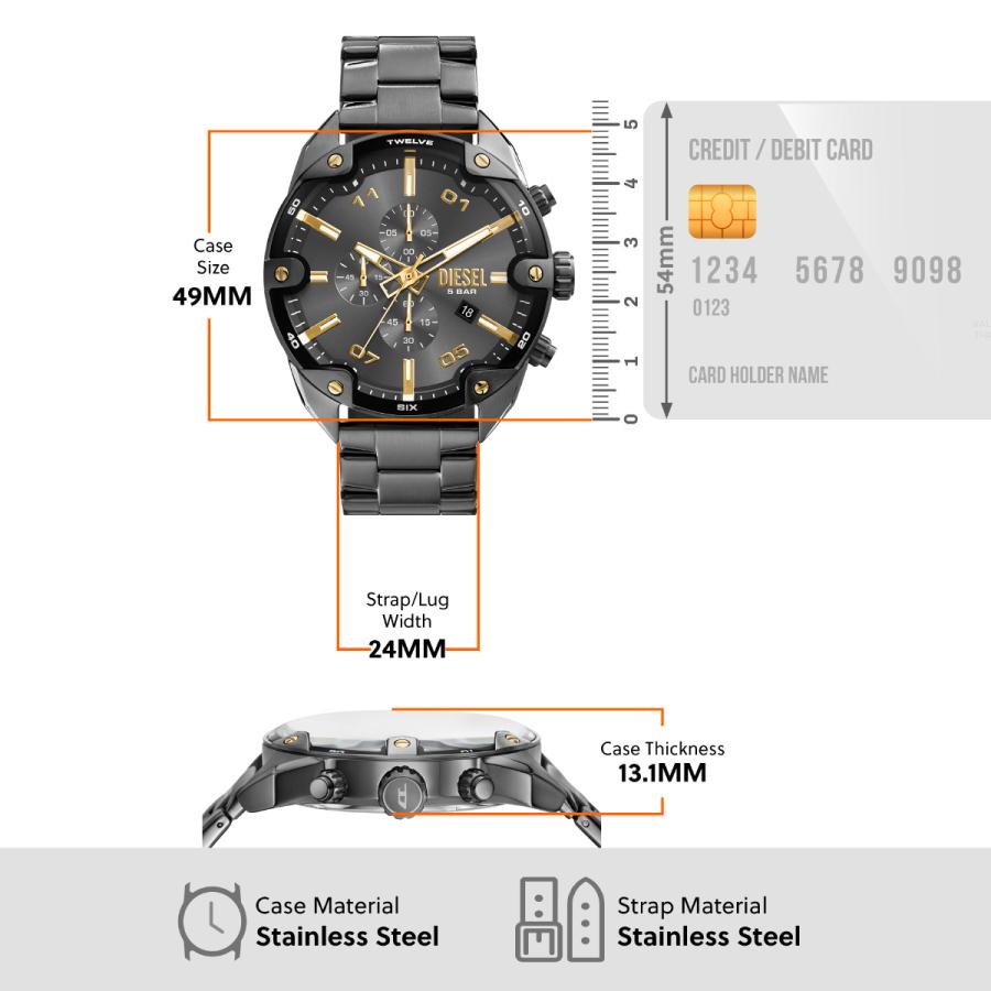 DIESEL（ディーゼル） 腕時計 メンズ SPIKED クロノグラフ ツートーン