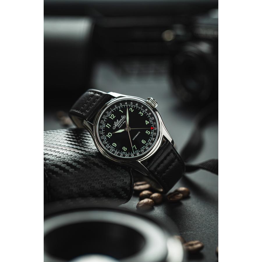 ヴィンテージ 腕時計 メンズ atlantic 美品 ブラック ヴィンテージ 腕時計 メンズ atlantic 美品 ブラック
