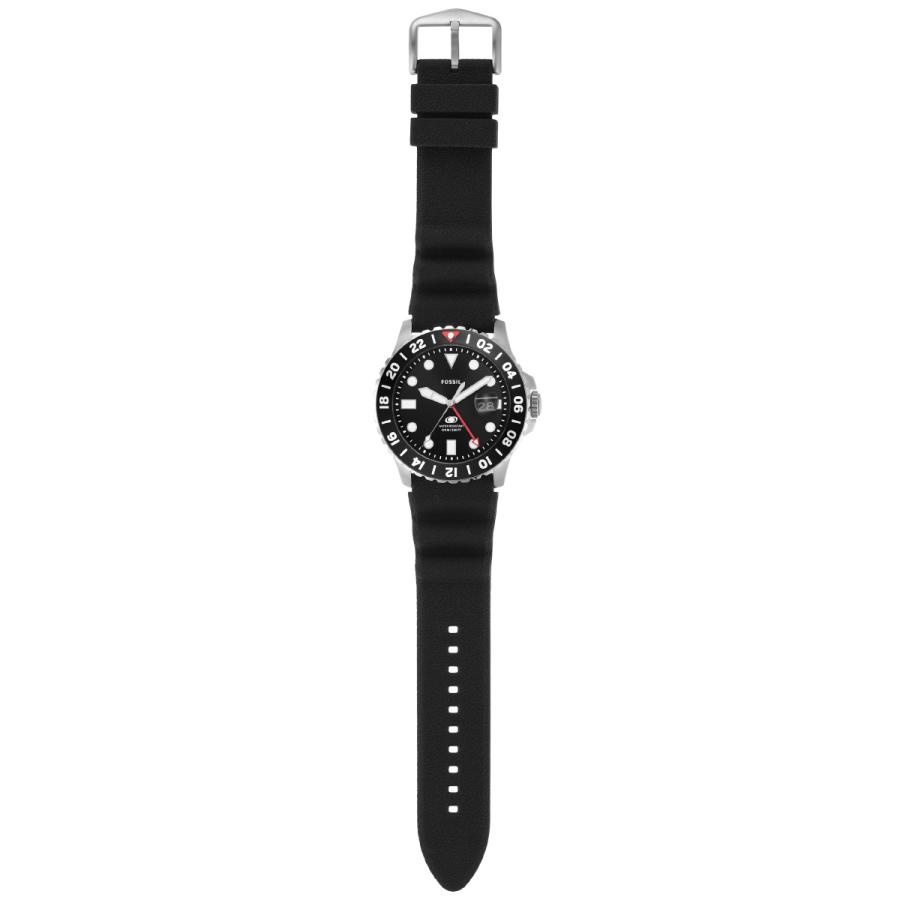 フォッシル FOSSIL 腕時計 メンズ FOSSIL BLUE GMT ブラックシリコンウォッチ FS6036の画像