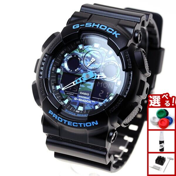 G-SHOCK Gショック 腕時計 ブラック×ブルー 迷彩 カモフラージュ GA