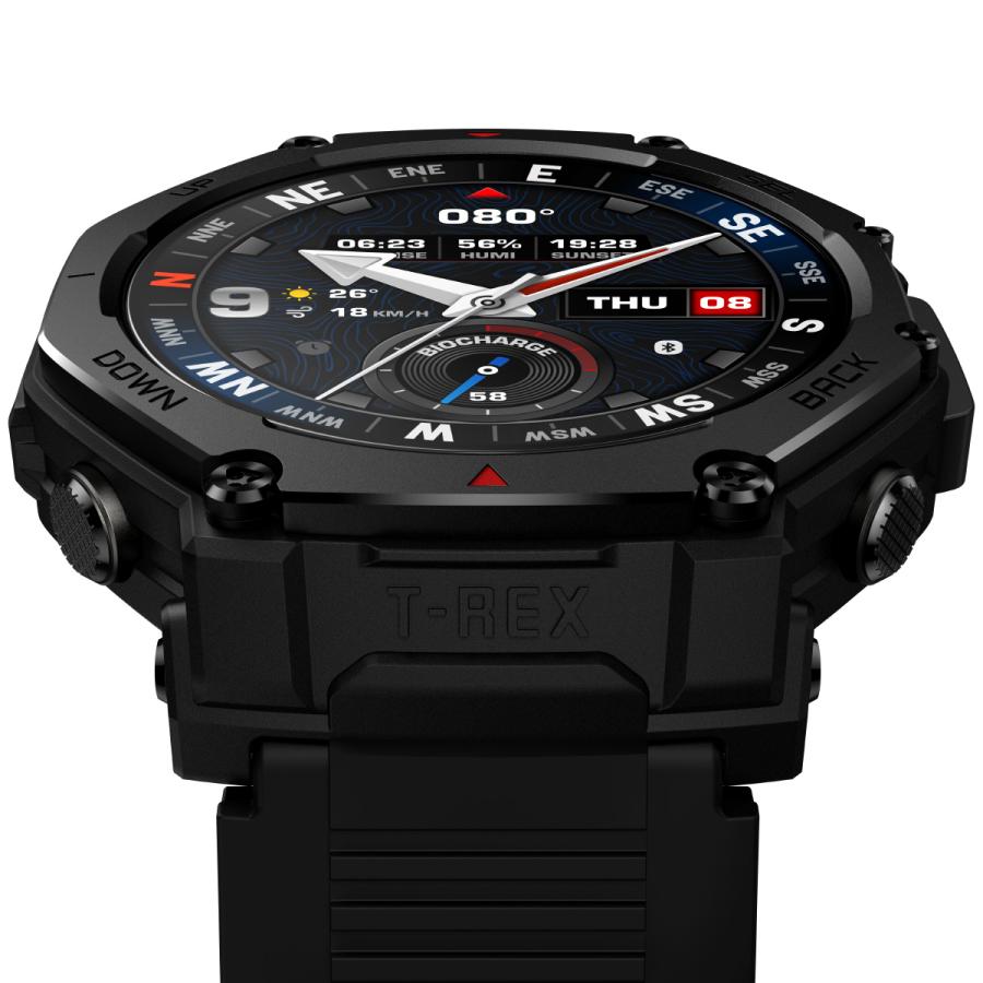 【新品】アマズフィット Amazfit 腕時計 ユニセックス SP170078-C239 T-Rex 3 Pro 充電式クオーツ ブラックxブラック デジタル表示 Amazfit （ノベルティー付き）アマズフィット スマートウォッチ T-Rex