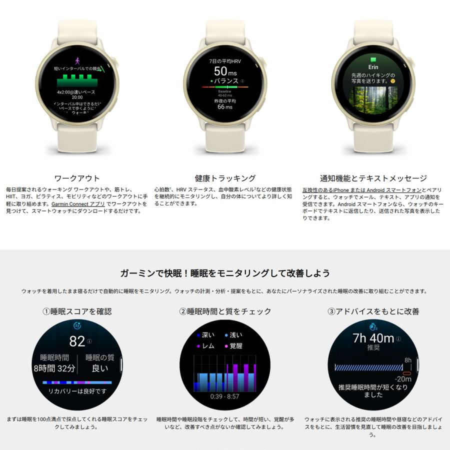 （無金利ローン）ガーミン GARMIN vivoactive 6 ヴィヴォアクティブ6 スマートウォッチ 腕時計 メンズ レディース 010-02985-31の画像
