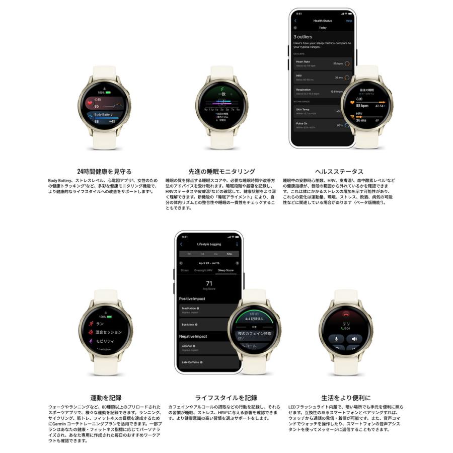 （無金利ローン）ガーミン GARMIN Venu 4 41mm ヴェニュー4 フィットネス 腕時計 レディース 010-03013-32の画像