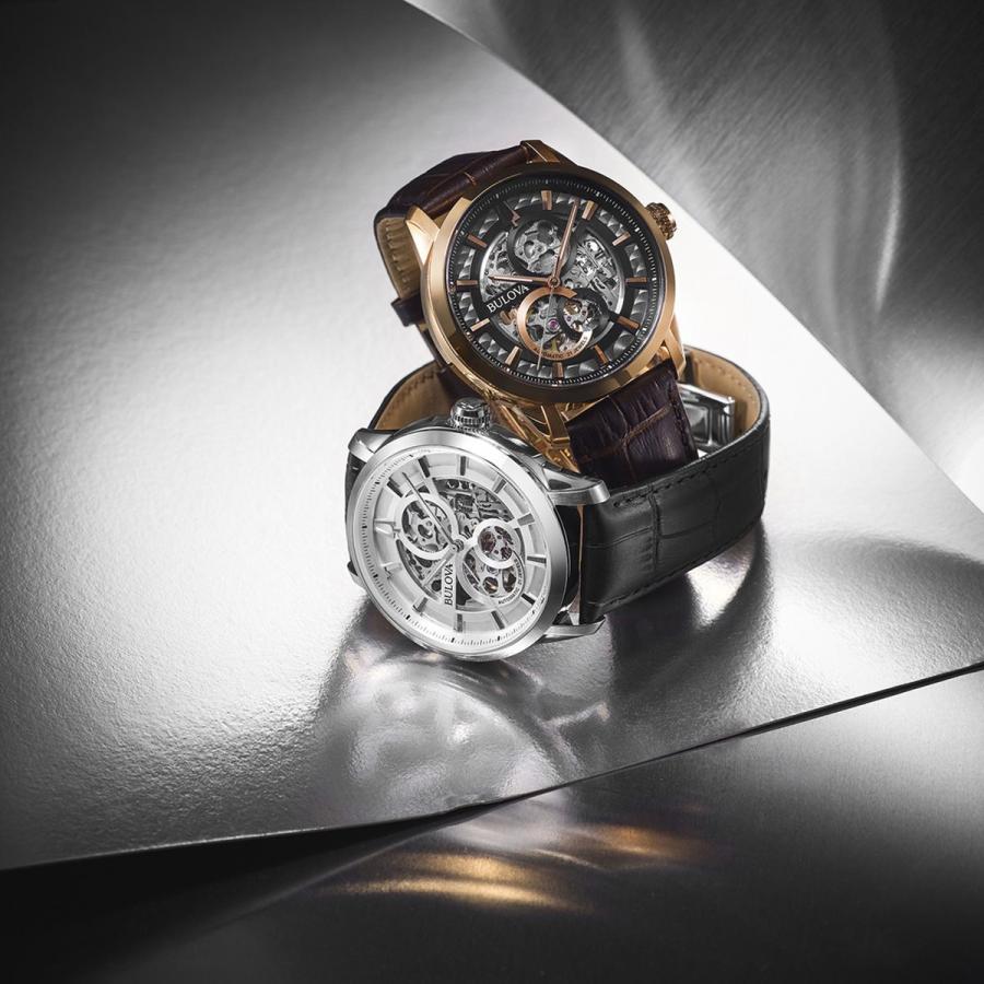 【美品】BULOVA ブローバ 自動巻き スケルトン メンズ 腕時計 BOX付 BULOVA （豪華おまけ有） ブローバ 腕時計 メンズ 自動巻き