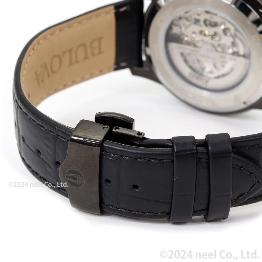 【デザイン◎】BULOVA ブローバ/腕時計/レザーベルト/黒/ゴールド/メンズ ブローバ BULOVA 腕時計 メンズ 自動巻き メカニカル スケルトン
