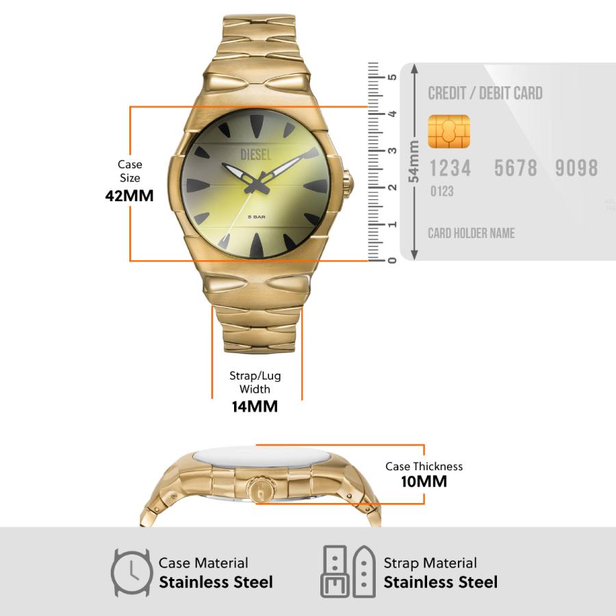 DIESEL ディーゼル 腕時計 メンズ D-SRUPTOR 三針 ゴールド