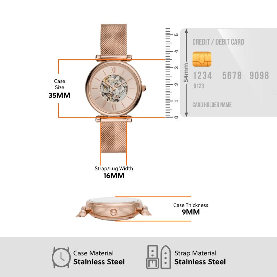 フォッシル FOSSIL 腕時計 レディース 自動巻き CARLIE オートマティック ローズゴールドトーン ME3175