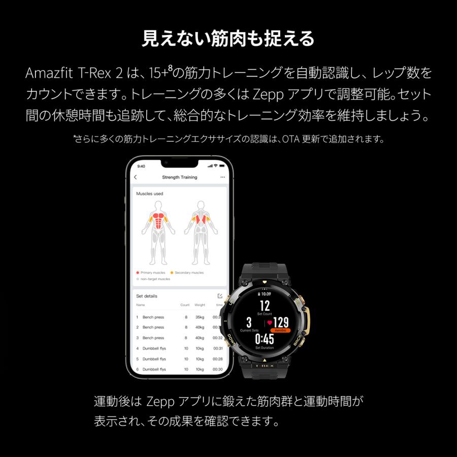 エントリーで+4倍！5月15日！アマズフィット AMAZFIT スマートウォッチ T-Rex 2 ブラック GPS 腕時計 メンズ レディース SP170045C174｜neel4｜15