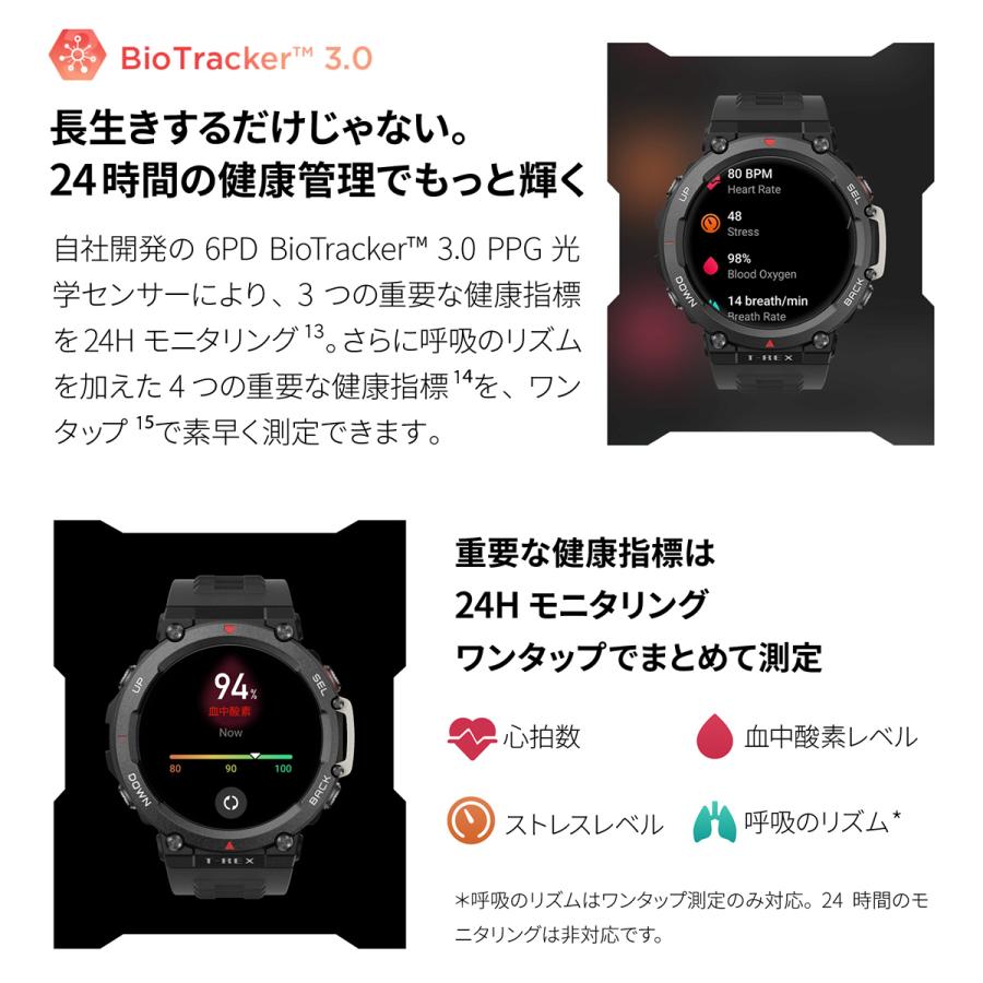 エントリーで+4倍！5月15日！アマズフィット AMAZFIT スマートウォッチ T-Rex 2 ブラック GPS 腕時計 メンズ レディース SP170045C174｜neel4｜20