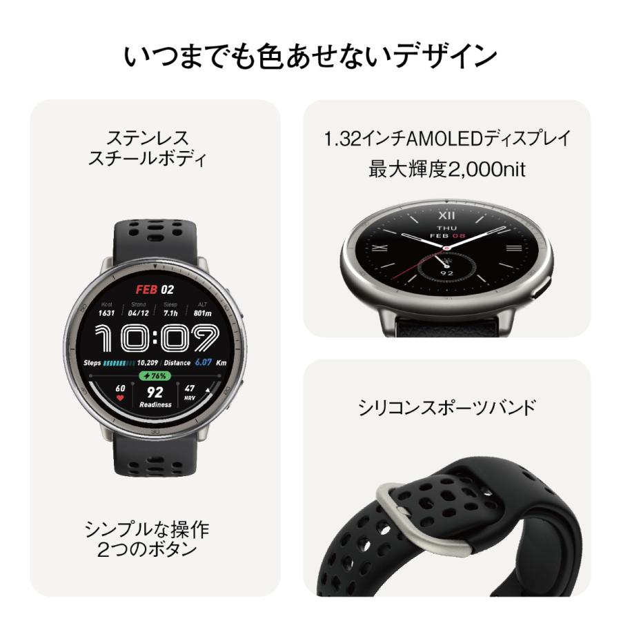 アマズフィット AMAZFIT スマートウォッチ Active 2 ブラックレザー 腕時計 SP170073-C225_14