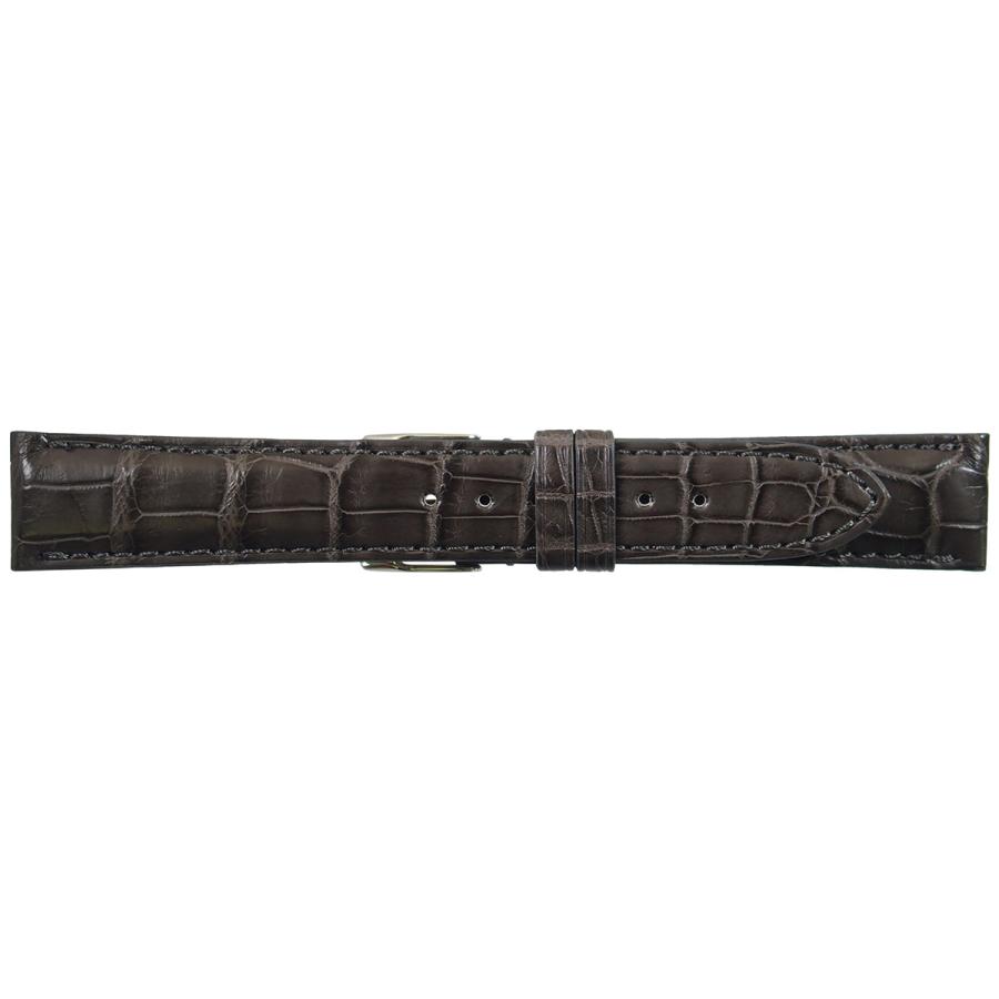 ミモザ 腕時計 替えバンド ベルト メンズ クロコマット クロコダイル 19mm グレー/シルバー 時計 ワニ革_1