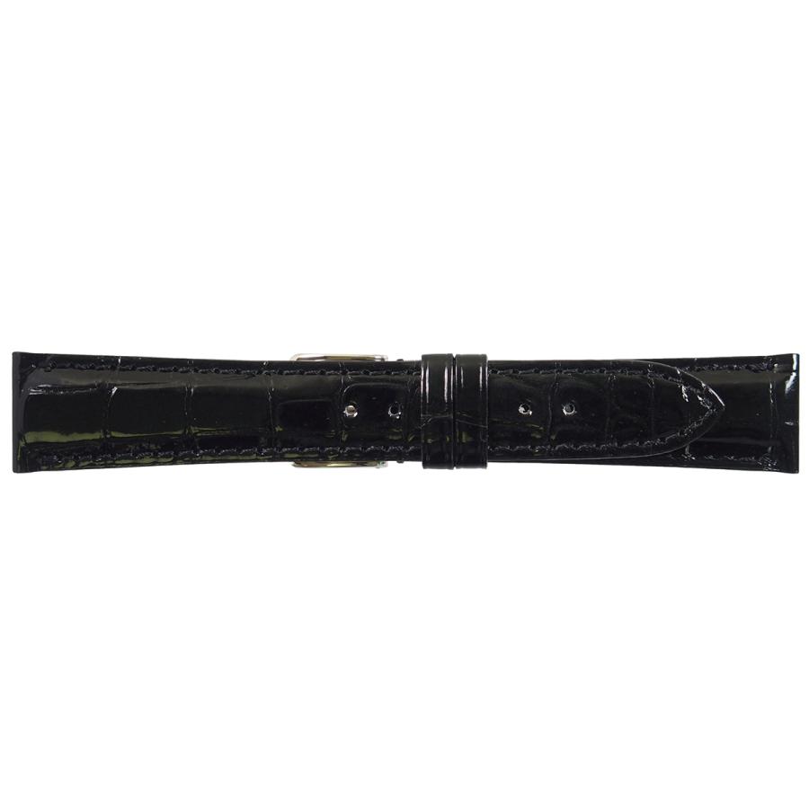 ミモザ 腕時計 替えバンド ベルト メンズ クロコS クロコダイル 19mm ブラック/シルバー 時計 ワニ革_1