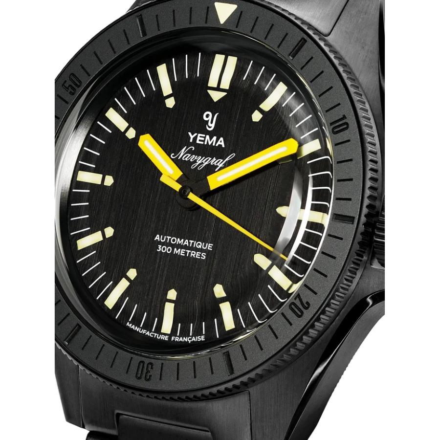 YEMA 自動巻き時計 黒レザー ノベルティー付き）イエマ YEMA ネイビーグラフ ファントム CMM.10